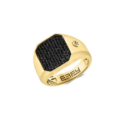 14K Yellow Gold and 0.75 CT. T.W. Black Diamond Ring