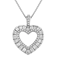 14K White Gold & 0.48 CT. T.W. Diamond Halo Heart Pendant Necklace