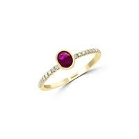 14K Yellow Gold, Natural Ruby & 0.13 CT. T.W. Diamond Ring