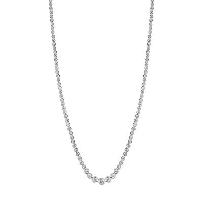 14K White Gold & 0.98 CT. T.W. Diamond Bezel-Set Necklace