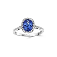 Bague en or blanc 14 carats, tanzanite et diamant de 0,23 ct. TW