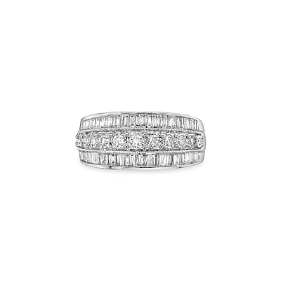 Bague en or blanc 14 carats avec diamants de 0,71 ct PT Classique