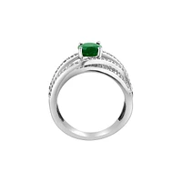 Bague en or blanc 14 ct avec émeraude et diamants 0,56 ct PT Brasilica