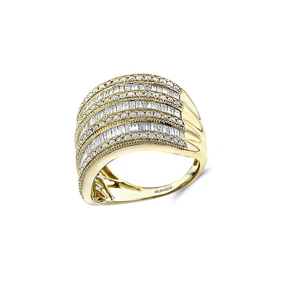 14K Yellow Gold & 1.4 CT. T.W. Diamond Multi-Band Tonneau Ring