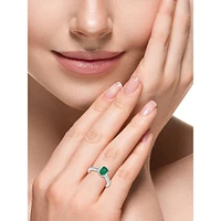 14K White Gold, Natural Emerald & 0.18 CT. T.W. Diamond Ring