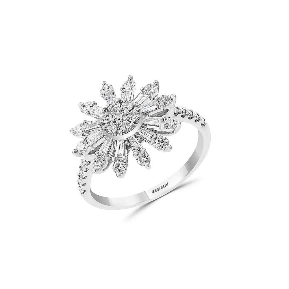 Bague en or blanc 14 ct avec diamants 0,94 ct PT