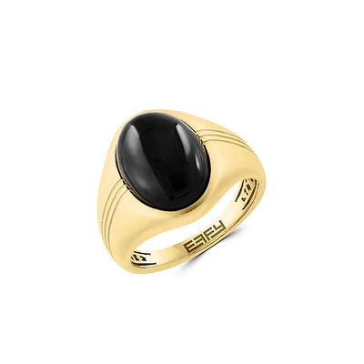 14K Yellow Gold & 0.03 CT. T.W. Black Diamond Tonneau Ring