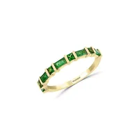14K Yellow Gold, Emerald & Tsavorite Ring