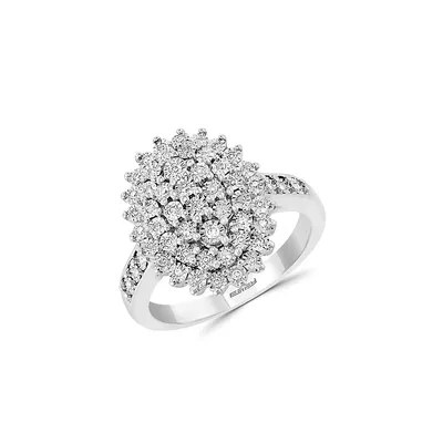 Sterling Silver & 0.23 CT. T.W. Diamond Cluster Crest Ring