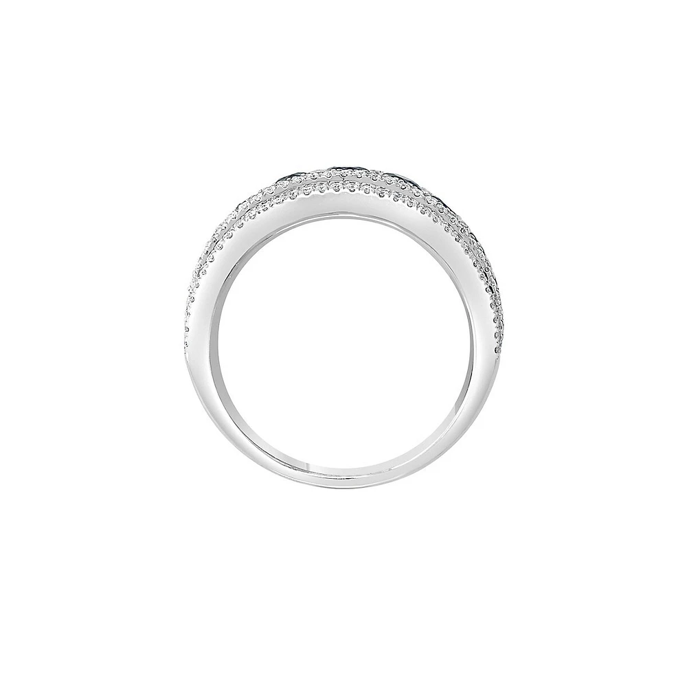 Bague en or blanc 14 carats, saphir naturel et diamant de 0,54 ct. TW