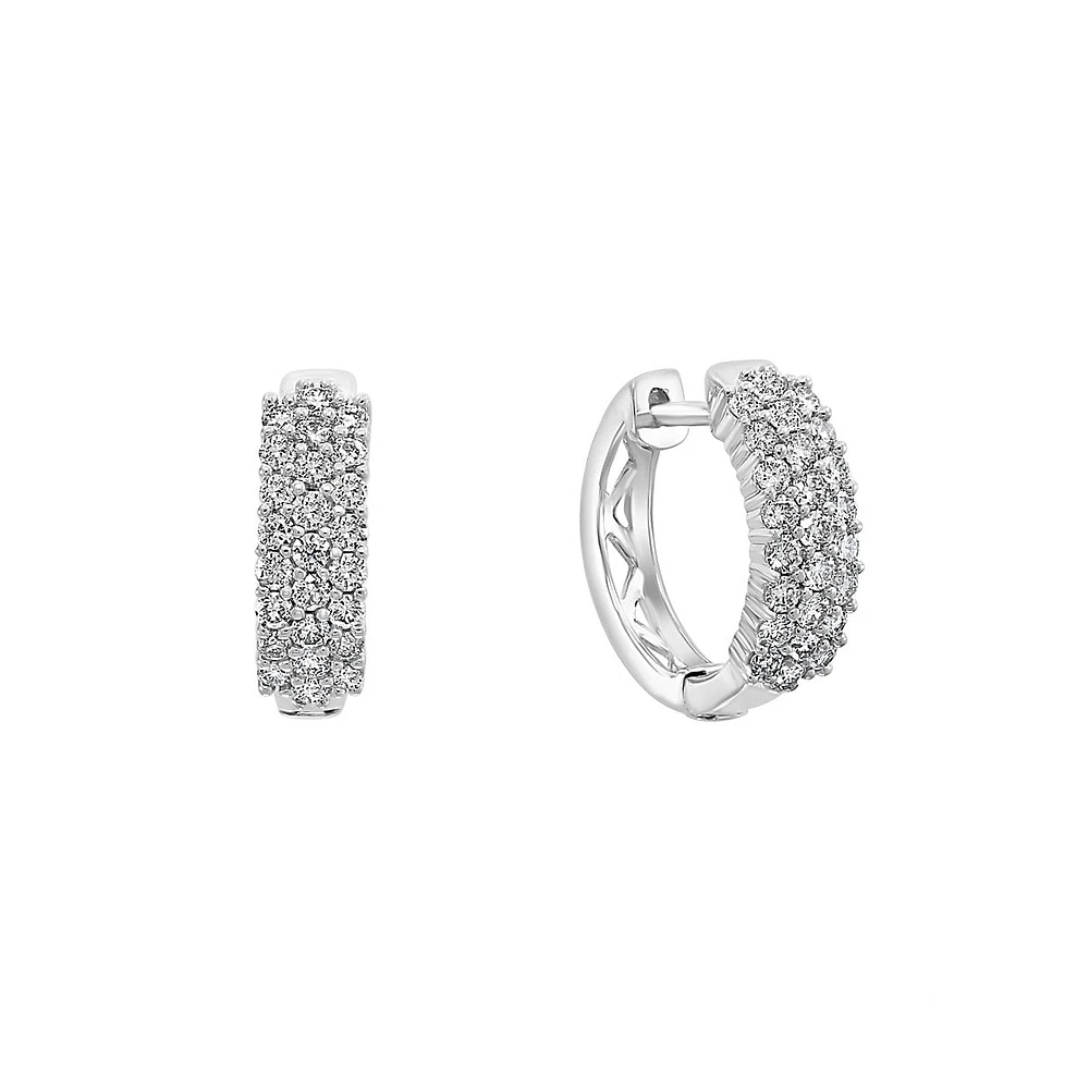 Anneaux d'oreilles en or blanc 14 ct avec diamants de 0,95 ct (PT)