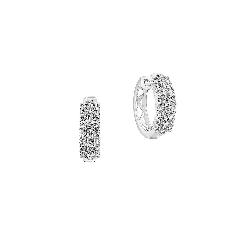 Anneaux d'oreilles en or blanc 14 ct avec diamants de 0,95 ct (PT)