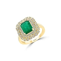 14K Two-Tone Gold, Natural Emerald & 0.2 CT. T.W. Diamond Ring