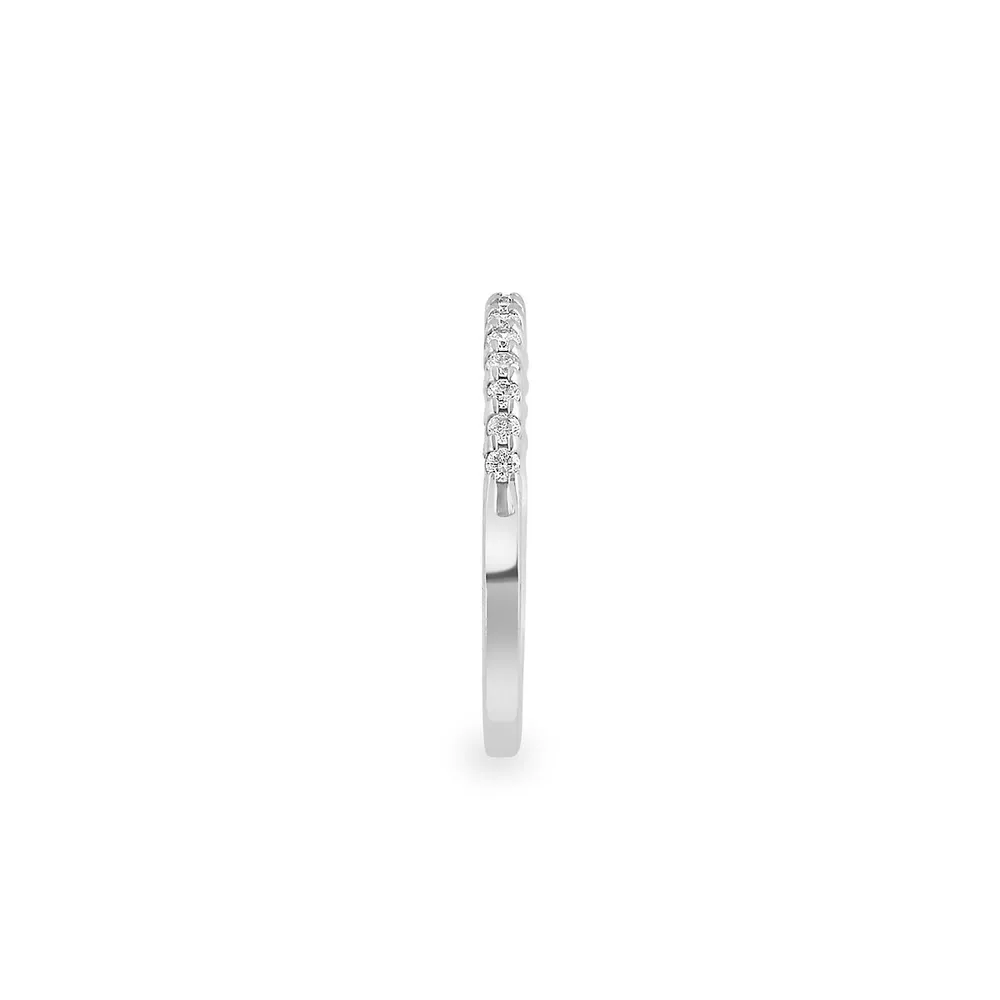 Bague demi-éternité en or blanc 14 ct avec diamants 0,16 ct PT