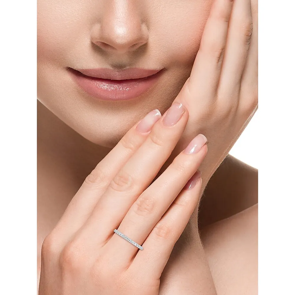 Bague demi-éternité en or blanc 14 ct avec diamants 0,16 ct PT