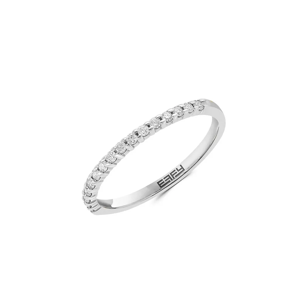 Bague demi-éternité en or blanc 14 ct avec diamants 0,16 ct PT