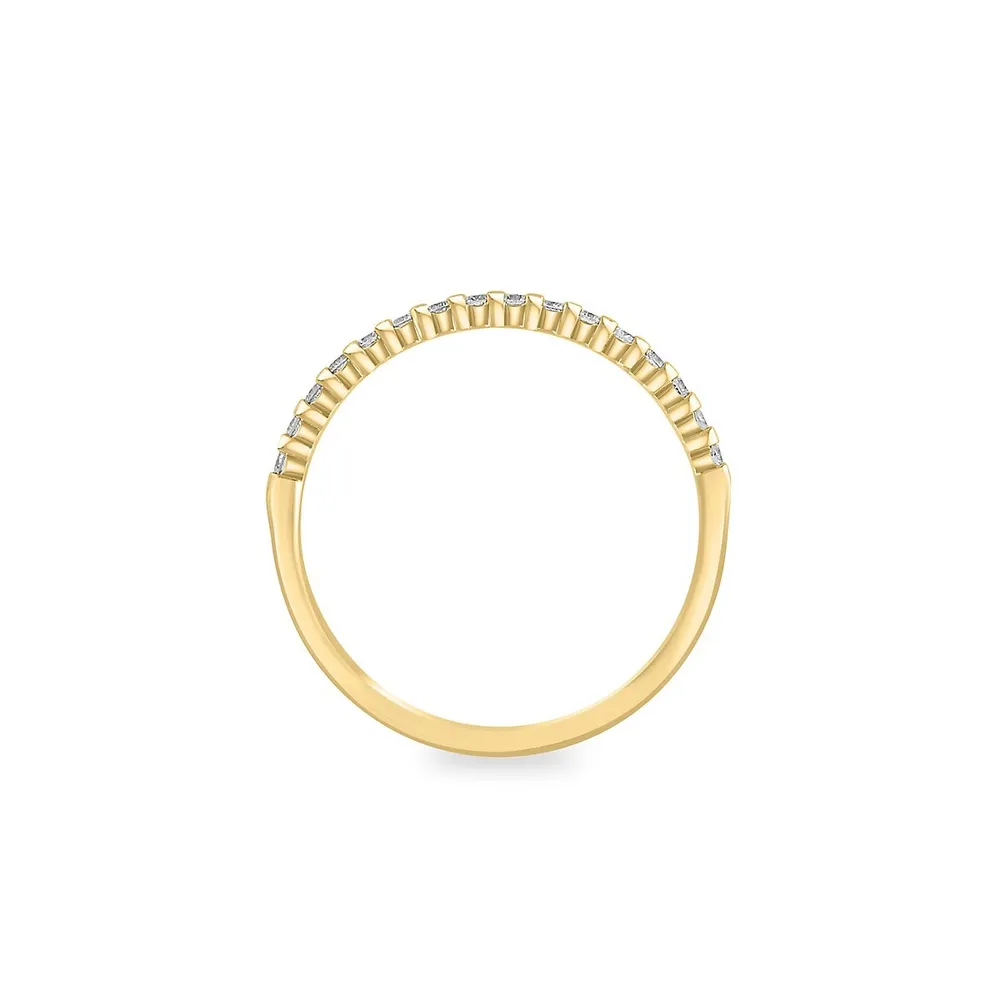 Bague avec anneau en or jaune 14 ct et diamant de 0,16 ct. PT