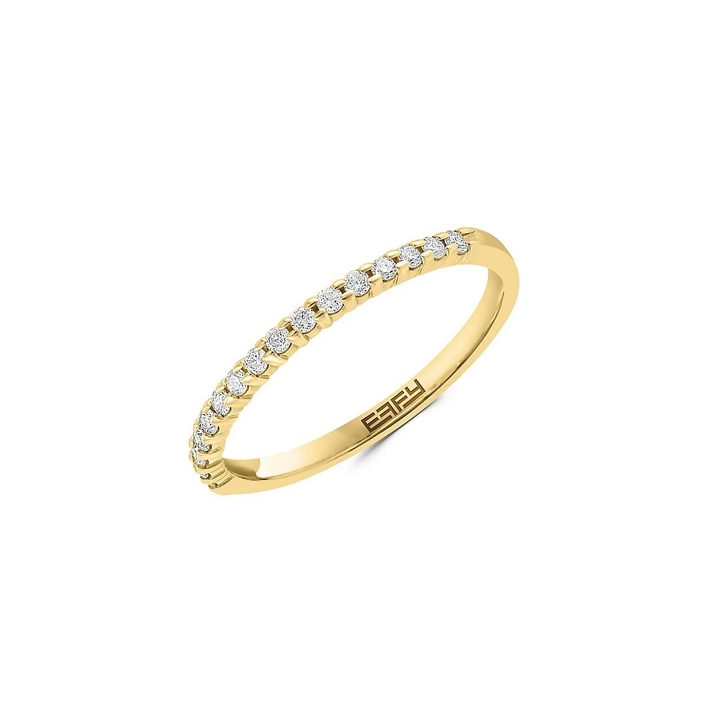 Bague avec anneau en or jaune 14 ct et diamant de 0,16 ct. PT