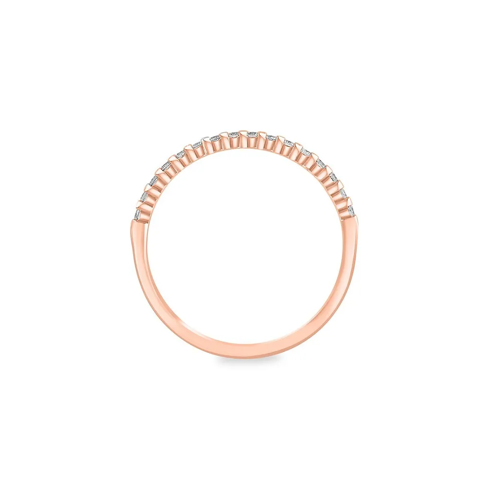 Bague sur griffe en or rose 14 ct et diamant de 0,16 ct PT