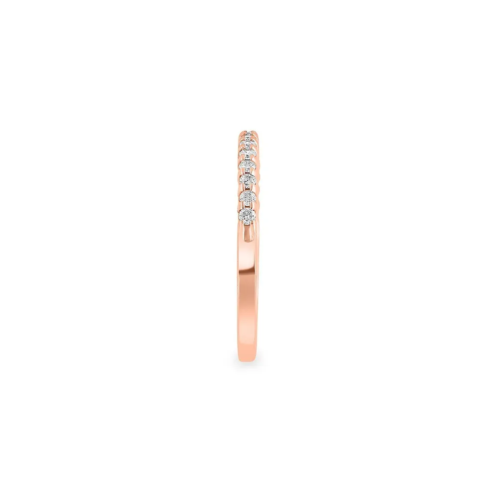 Bague sur griffe en or rose 14 ct et diamant de 0,16 ct PT