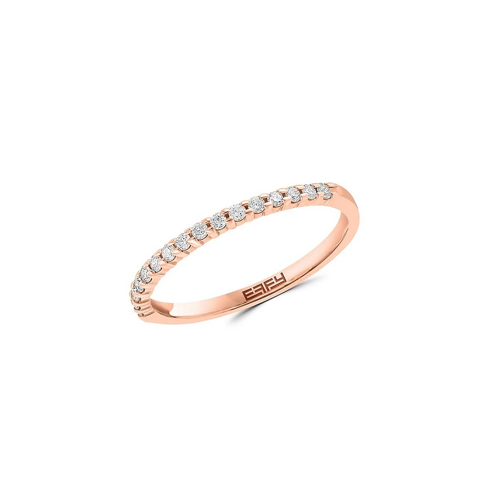 Bague sur griffe en or rose 14 ct et diamant de 0,16 ct PT