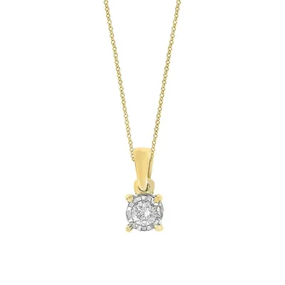 14K Yellow Gold and Diamond Pendant Necklace