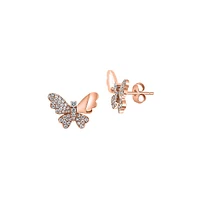 Boutons d'oreilles en or rose 14 ct en forme de papillon avec diamants de 0,57 ct (PT)