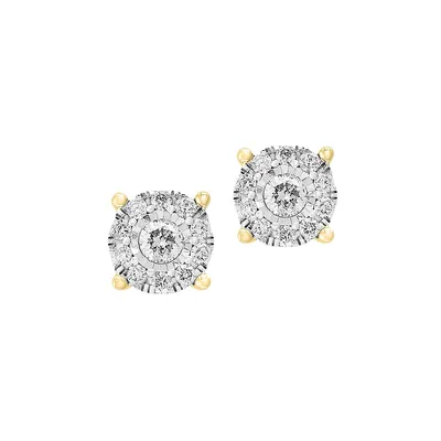 14K Two-Tone Gold, 0.49 CT. T.W Diamond Stud Earrings