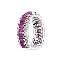 Bague en or blanc 14 carats, rubis naturel et diamant de 0,24 ct. TW