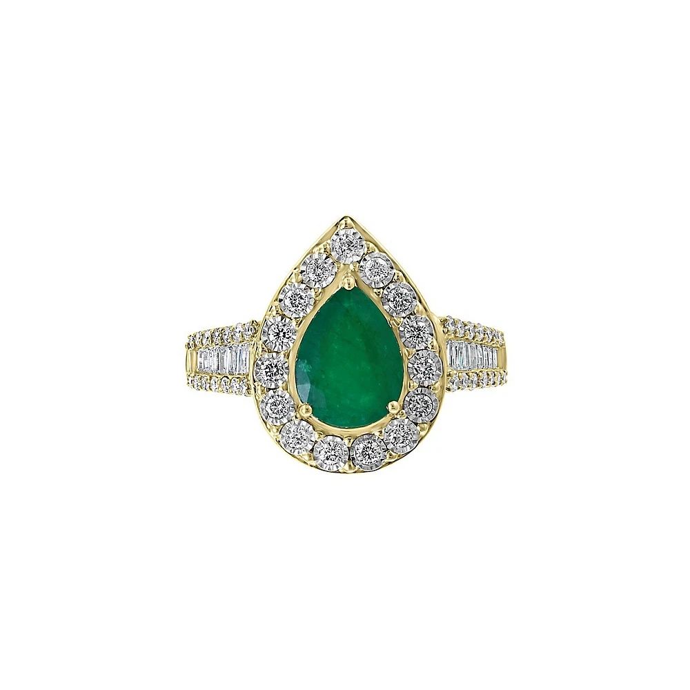 14K Two-Tone Gold, Natural Emerald & 0.45 CT. T.W. Diamond Ring