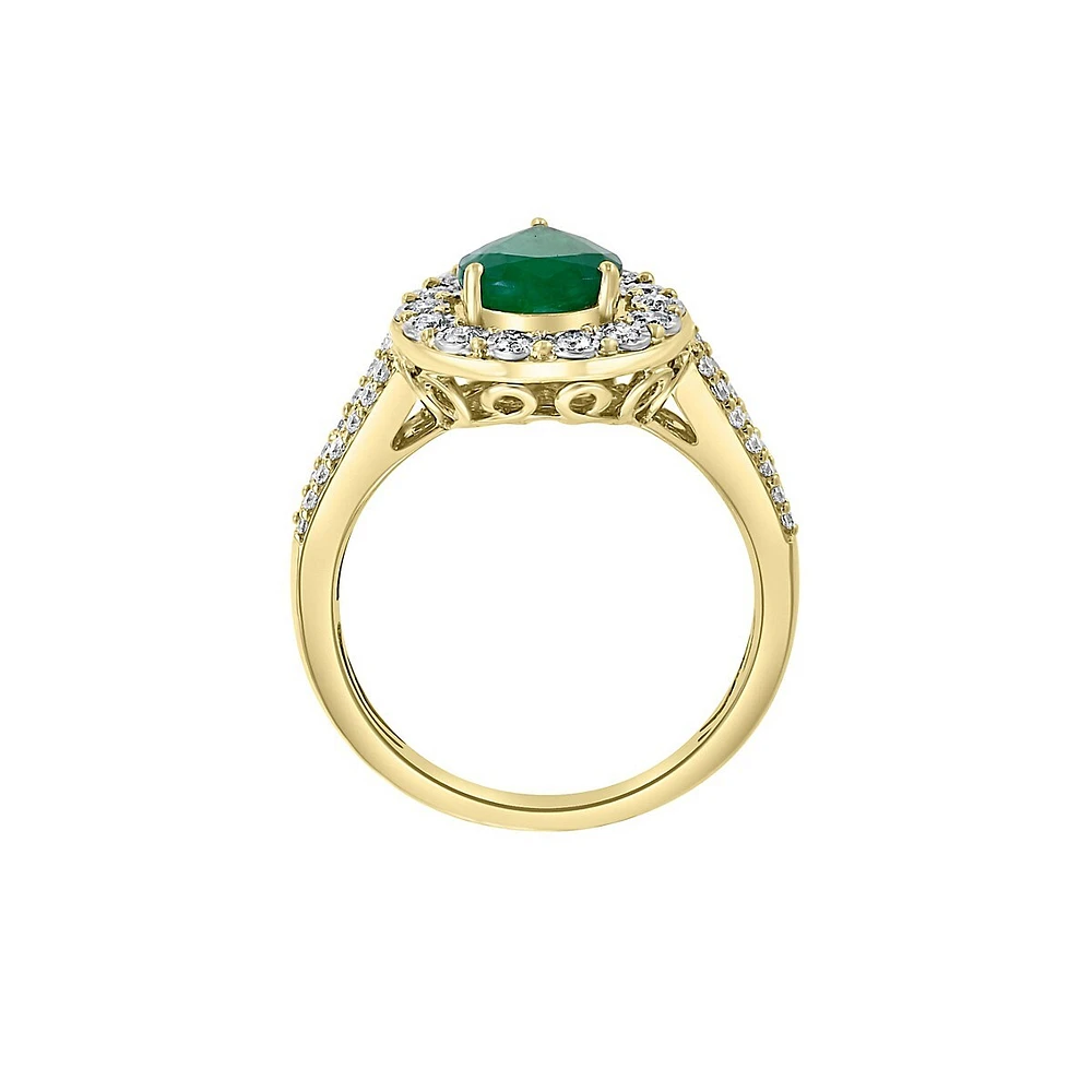 14K Two-Tone Gold, Natural Emerald & 0.45 CT. T.W. Diamond Ring