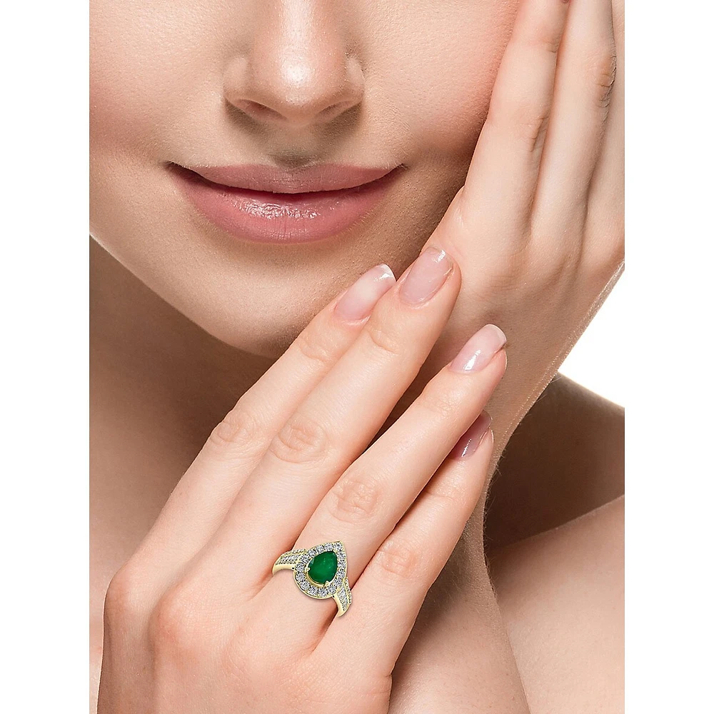 14K Two-Tone Gold, Natural Emerald & 0.45 CT. T.W. Diamond Ring