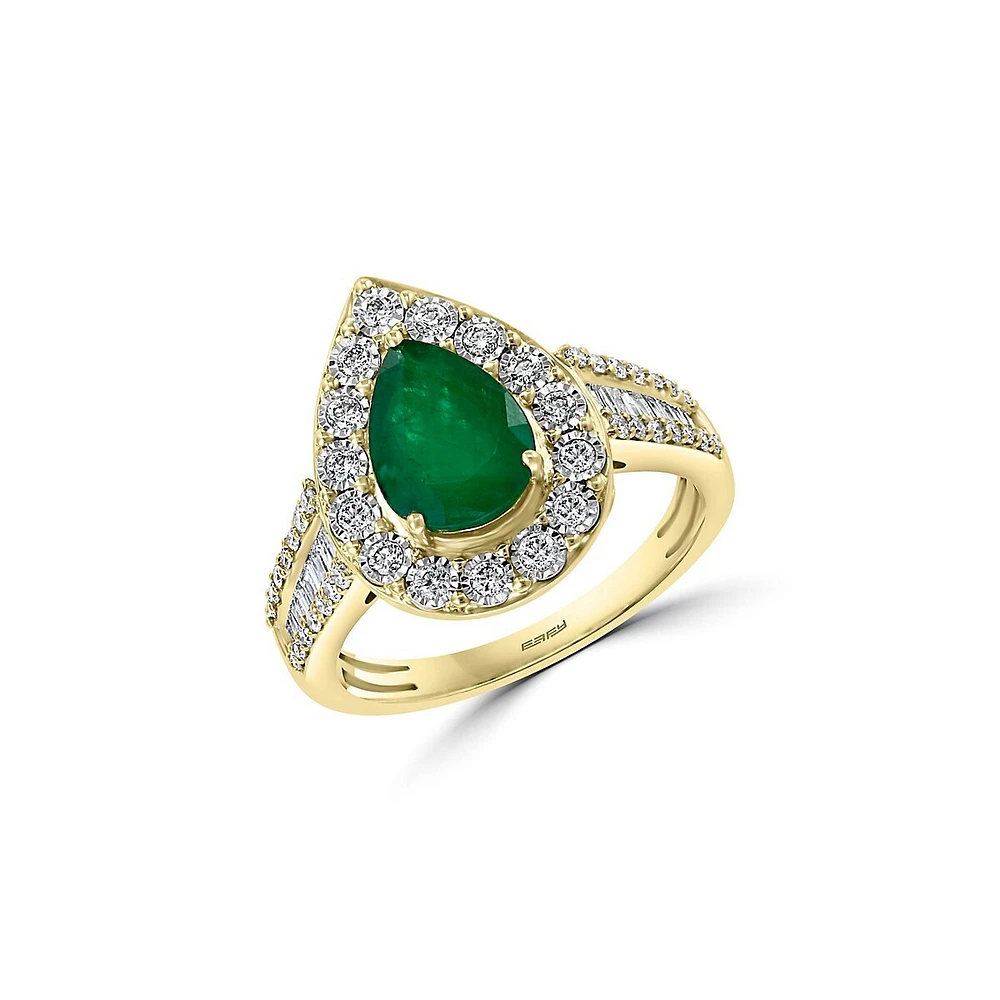 14K Two-Tone Gold, Natural Emerald & 0.45 CT. T.W. Diamond Ring