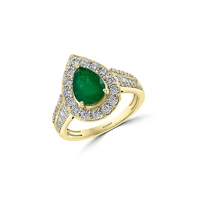 14K Two-Tone Gold, Natural Emerald & 0.45 CT. T.W. Diamond Ring