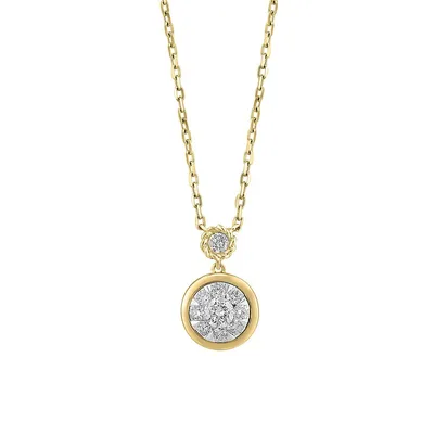 14K Two-Tone Gold & 0.43 CT. T.W. Diamond Circle Pendant Necklace