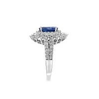 Bague en or blanc 14 ct avec saphir naturel et diamants 0,25 ct PT