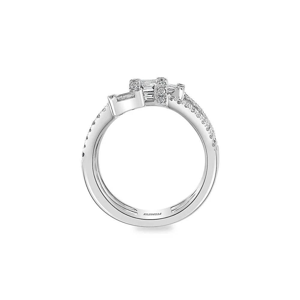 14K White Gold & 0.87 CT. T.W. Diamond Spiral Ring