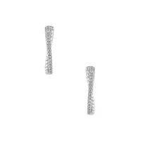 14K White Gold & 0.26 CT. T.W Diamond Crossover Hoop Earrings