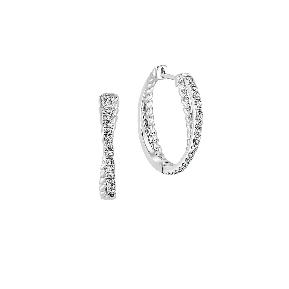 Anneaux croisés en or blanc 14 ct avec diamant de 0,26 ct PT