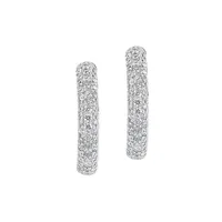 Pavé Classica 14K White Gold & 0.71 CT. T.W. Diamond Hoop Earrings