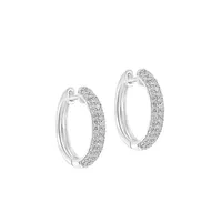 Pavé Classica 14K White Gold & 0.71 CT. T.W. Diamond Hoop Earrings