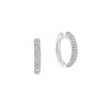 Pavé Classica 14K White Gold & 0.71 CT. T.W. Diamond Hoop Earrings