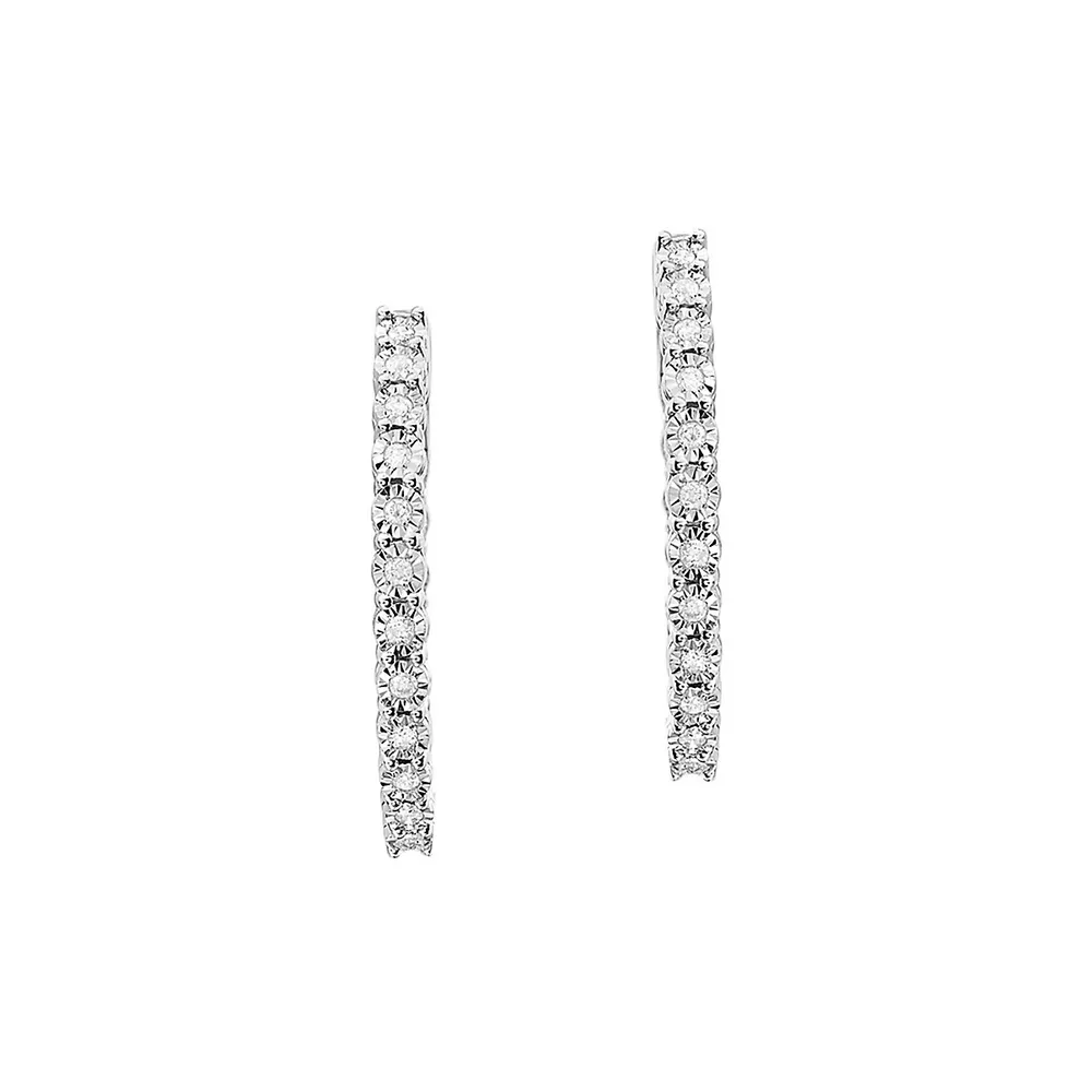 Boucles d'oreilles en argent sterling avec diamant 0,21 ct PT