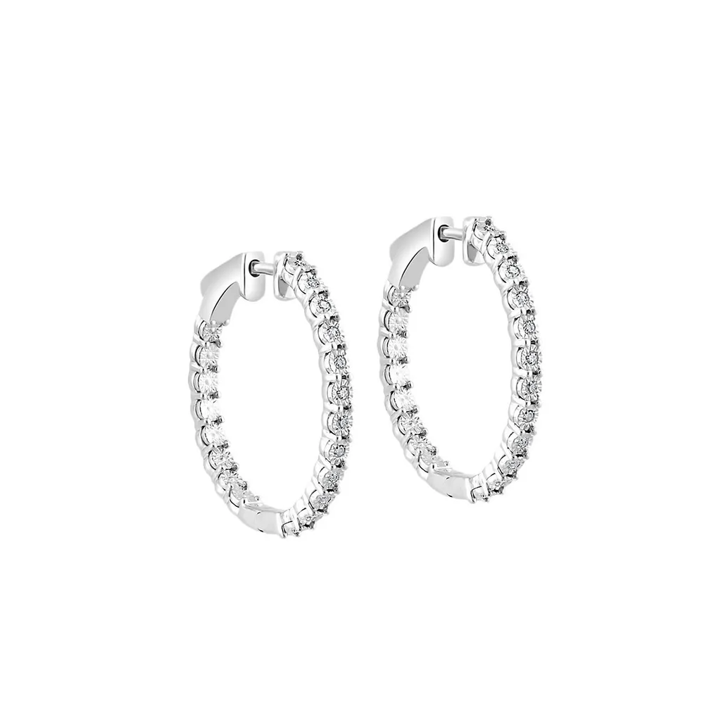 Boucles d'oreilles en argent sterling avec diamant 0,21 ct PT