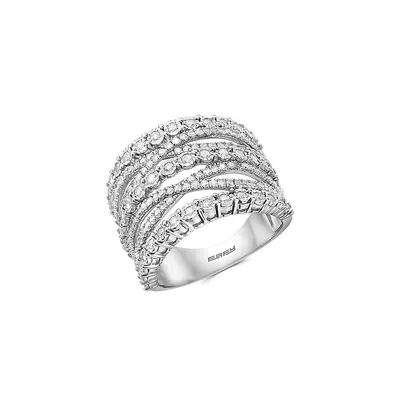 Sterling Silver & 0.95 CT. T.W. Diamond Crossover Ring