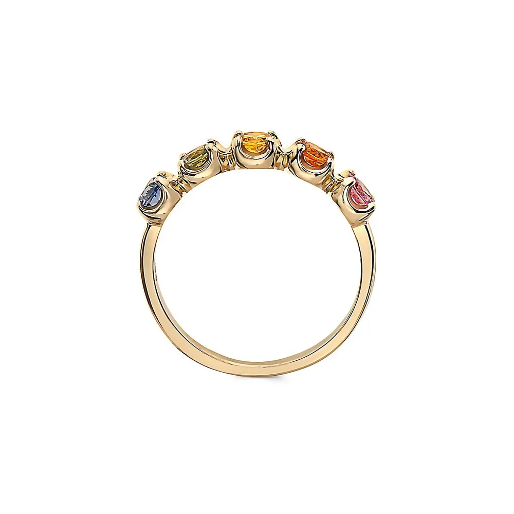 14K Yellow Gold Multicolour Sapphire Ring