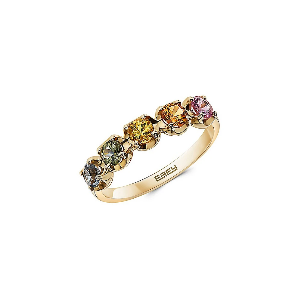 14K Yellow Gold Multicolour Sapphire Ring