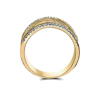 Textured Wide 14K Yellow Gold & 0.2 CT. T.W. Diamond Trim Ring