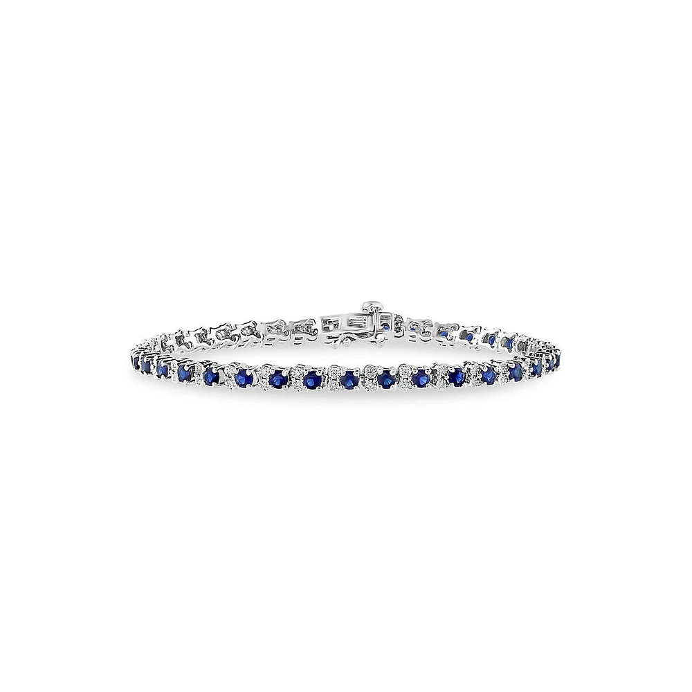 Bracelet éternité en argent sterling avec diamants de 0,22 ct PT et saphirs