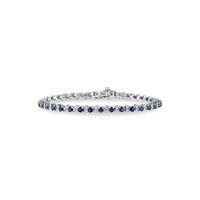 Bracelet éternité en argent sterling avec diamants de 0,22 ct PT et saphirs